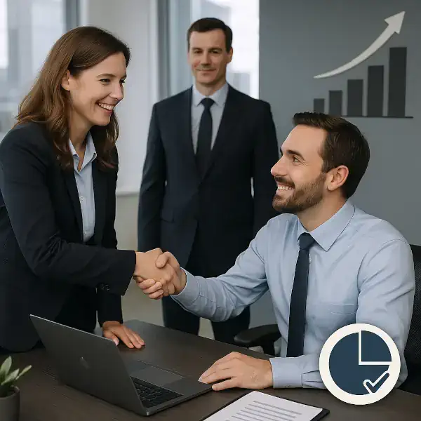 Produktivität steigern: Ein motiviertes Team arbeitet effizient zusammen im modernen Büro